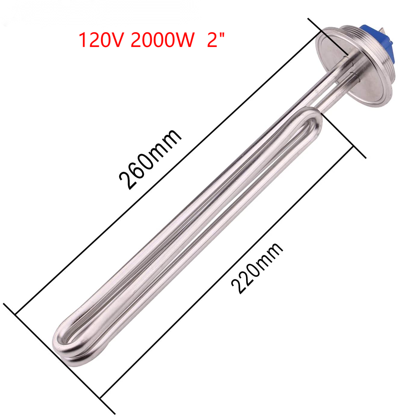 2 Inch (OD64) Tri-clamp | Foldback Heating Element | Electric Water Heater