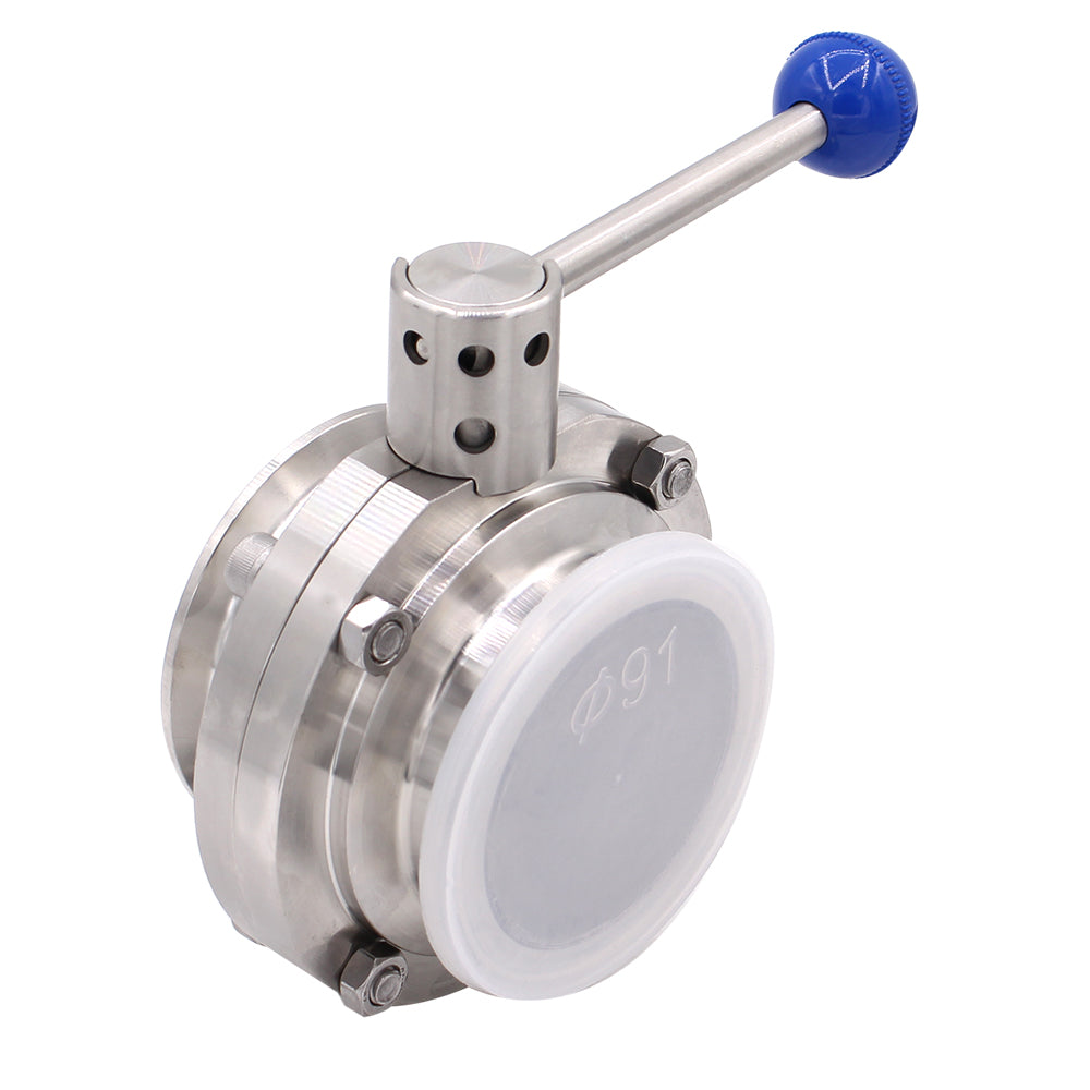 Sanitaire Vlinderklep Tri-Clamp RVS 304 Met Siliconen Pakking - 38mm (1,5 Inch) Voor Snelle En Hygiënische Aansluiting
