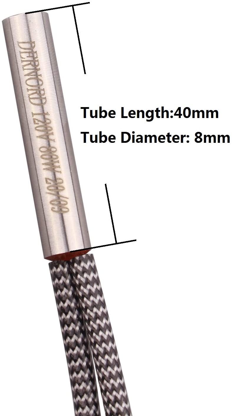 DERNORD 120V 80W Cartridge Heater Electric Hot Rod Stainless Steel Heating Element Replacement