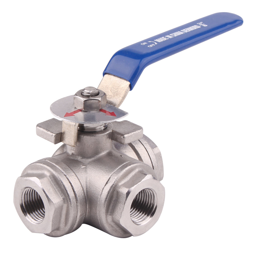 3-Way Ball Valve | L Mounting Pad | Stainless Steel 304 Female Type