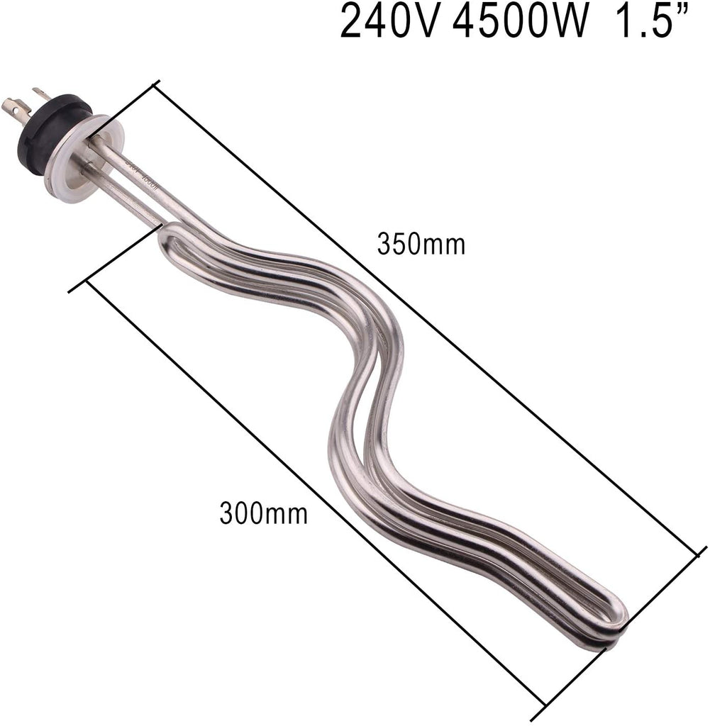 DERNORD 240V 4500W/5500W/6500W 1.5 Tri-clamp Ripple Heating Element Stainless Steel Immersion Water Heater with 3-Wire Electrical Locking Plug