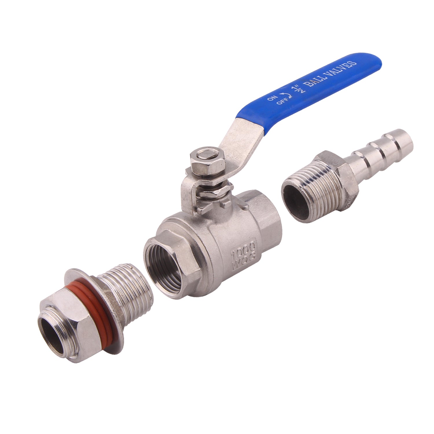 1/2 Inch Steel Ball Valve Kit With Hose Barb And Weldless Bulkhead – ROP Shop 100160_3