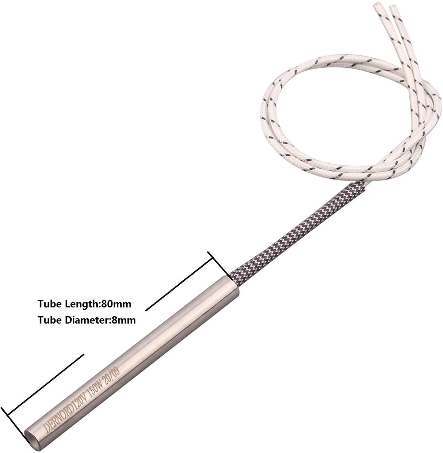 DERNORD 120V 150W/200W Cartridge Heater Electric Hot Rod Stainless Steel Heating Element Replacement