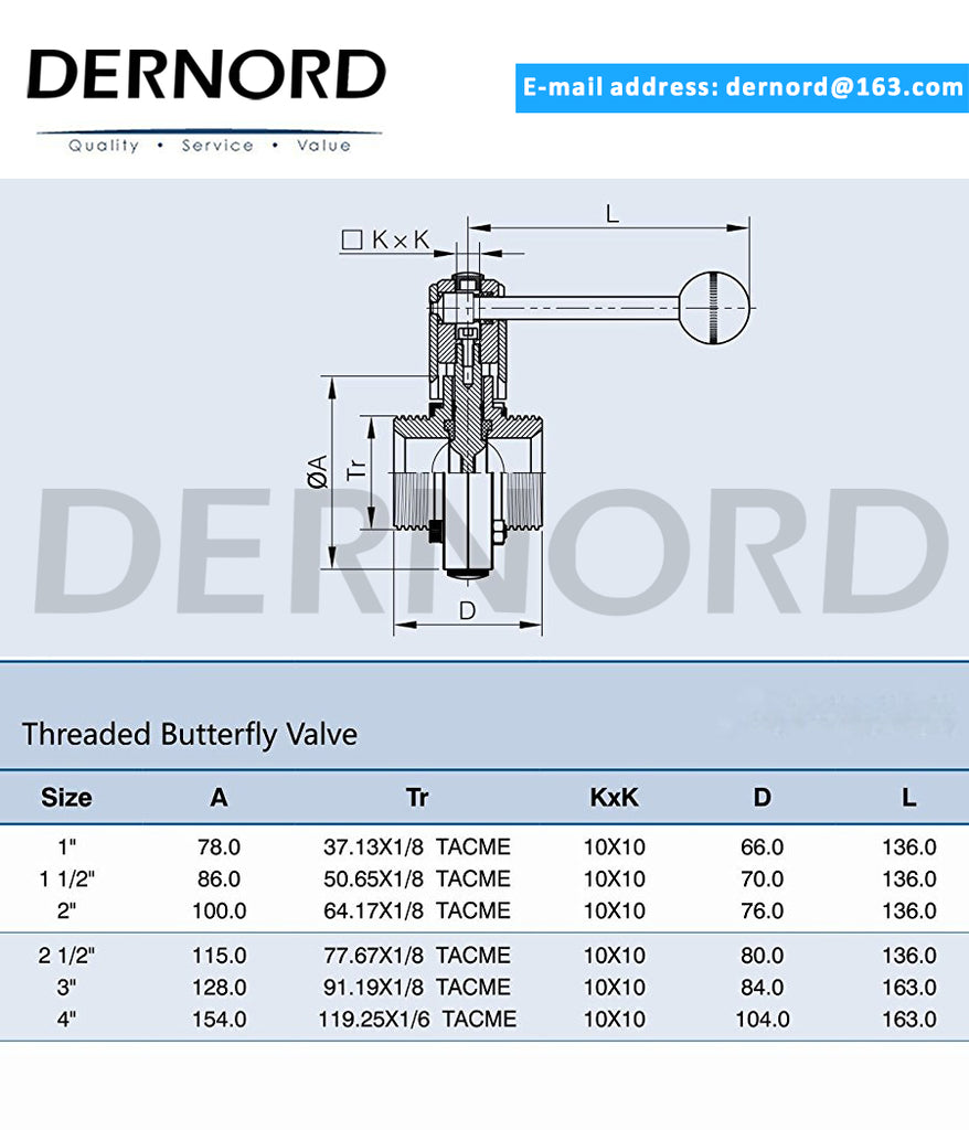 Threaded SMS butterfly valve with Pull Handle Stainless Steel 304 Sanitary Valve